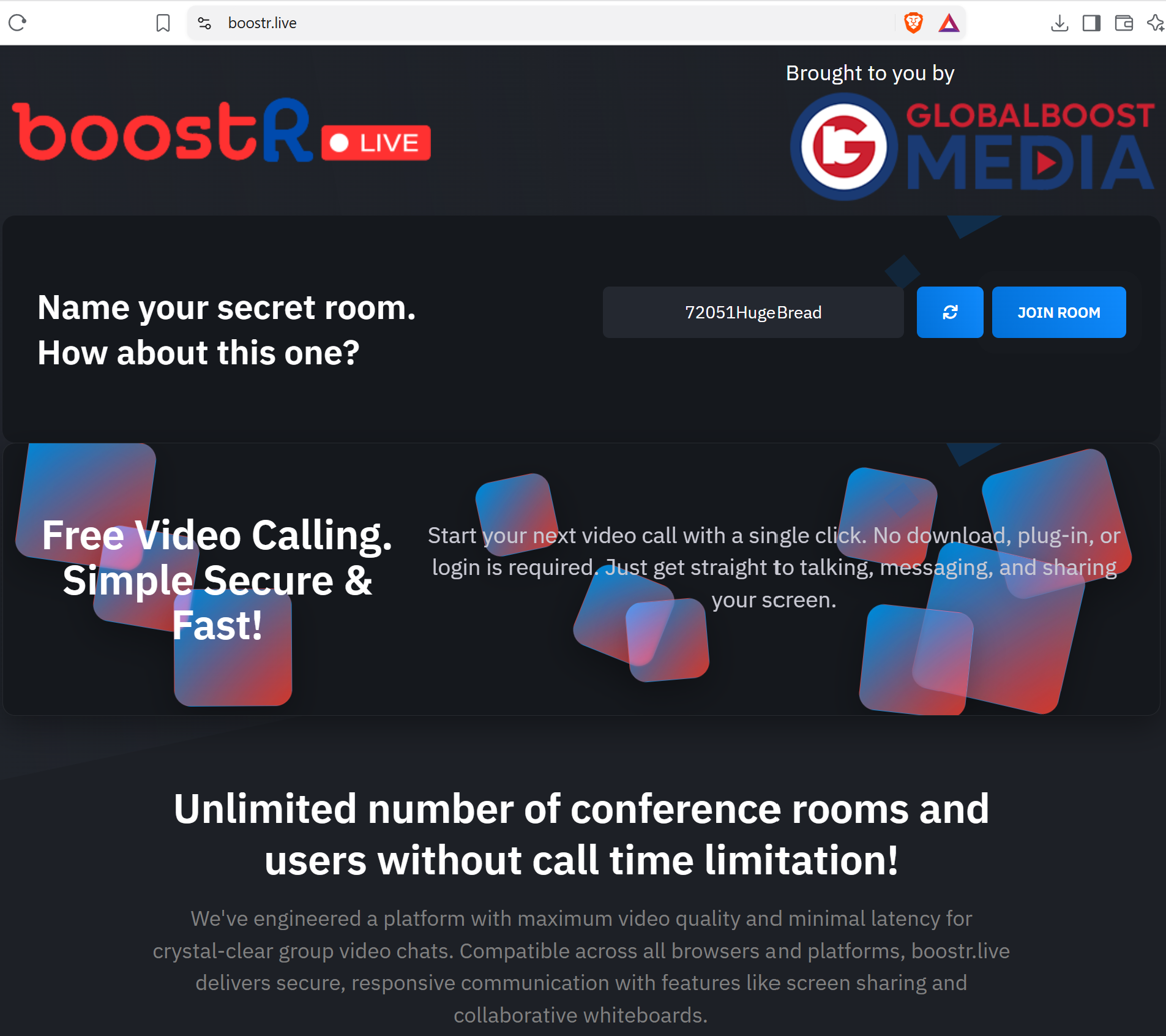 Live front-page preview of boostr.live