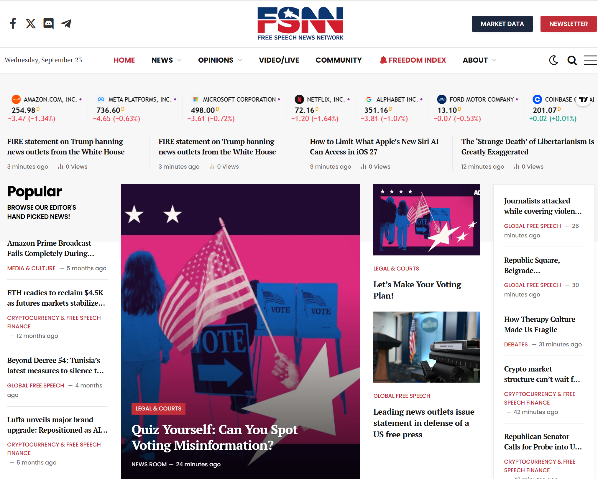 Live front-page preview of FSNN