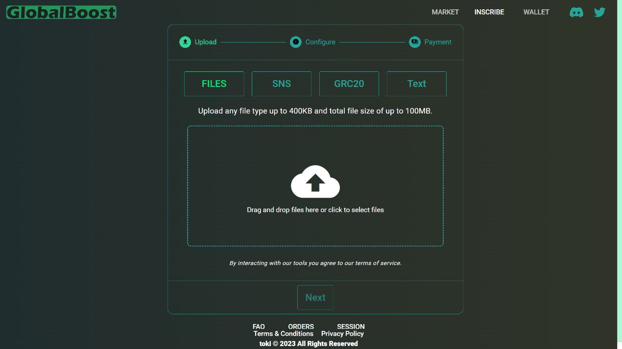 Homepage screenshot of GlobalBoost Inscribe