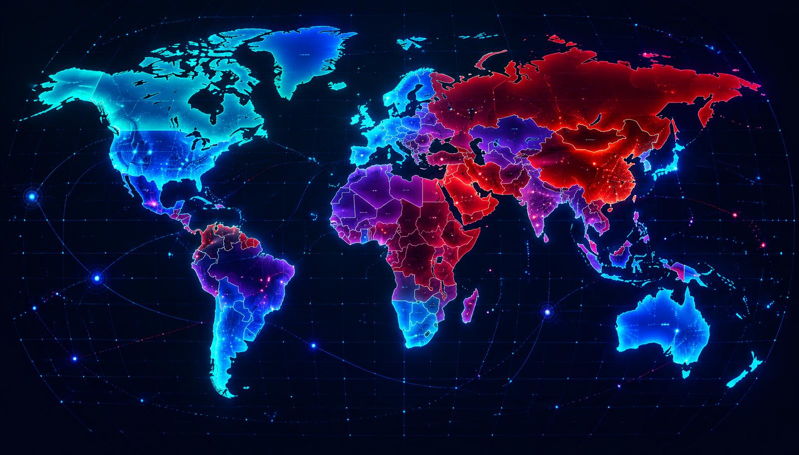 Illustration of a world map shaded by level of freedom